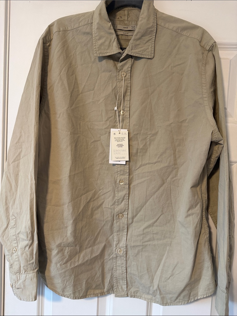Mango Slim Fit Shirt in Light Olive